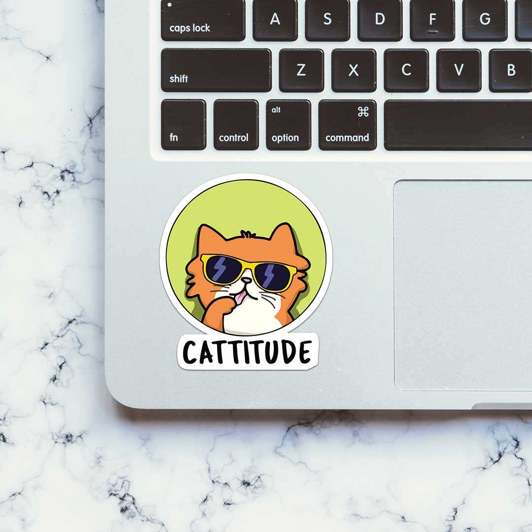 Cattitude 0.1 Sticker waterproof vinyl decal for laptop, bike, car & bottle
