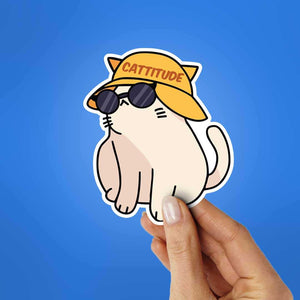 Cattitude Sticker waterproof vinyl decal for laptop, bike, car & bottle