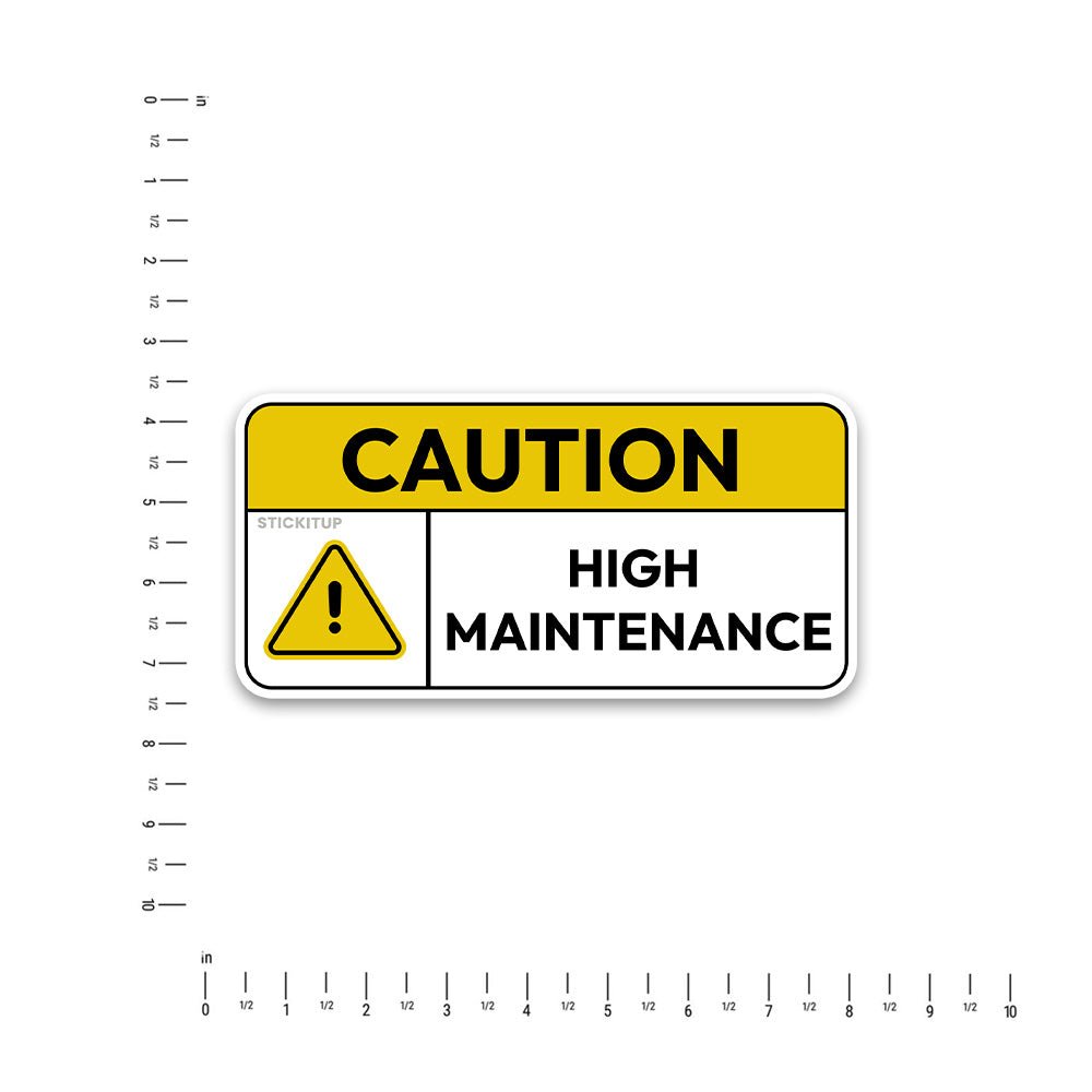 Caution High Bumper Sticker waterproof vinyl decal for laptop, bike, car & bottle