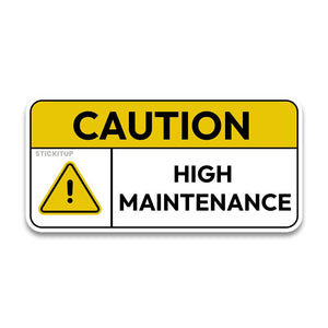Caution High Bumper Sticker waterproof vinyl decal for laptop, bike, car & bottle