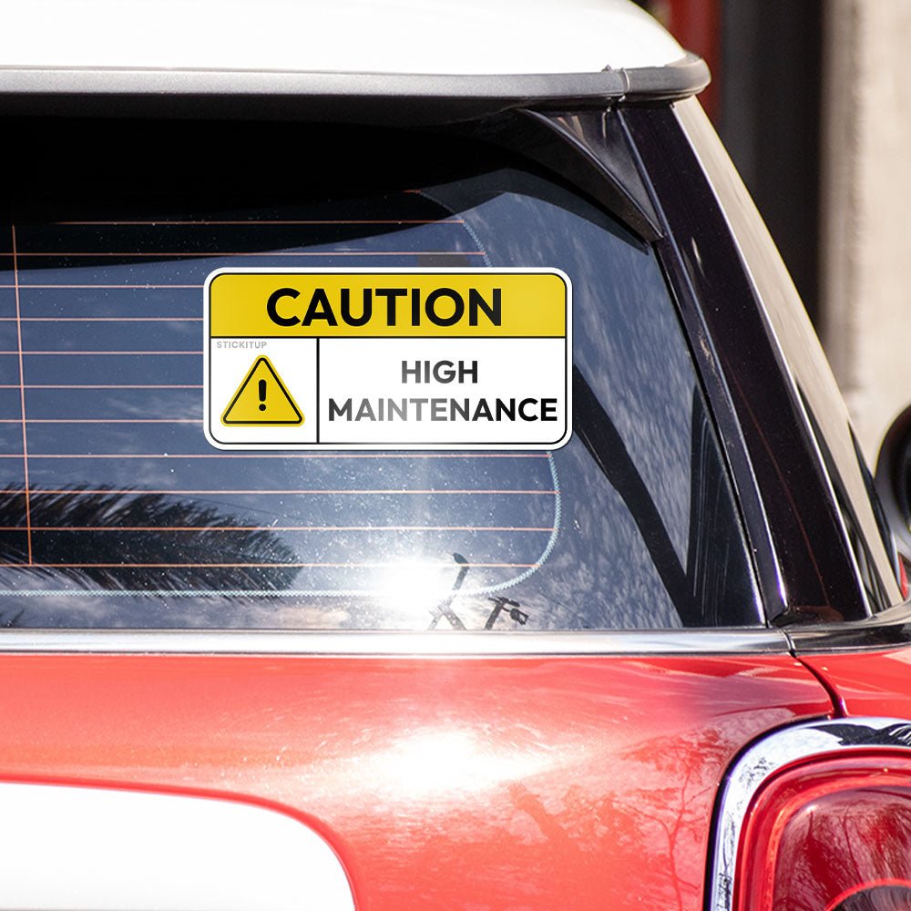 Caution High Bumper Sticker waterproof vinyl decal for laptop, bike, car & bottle