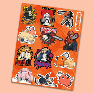Chainsaw Man Mini Sticker Sheet waterproof vinyl decal for laptop, bike, car & bottle