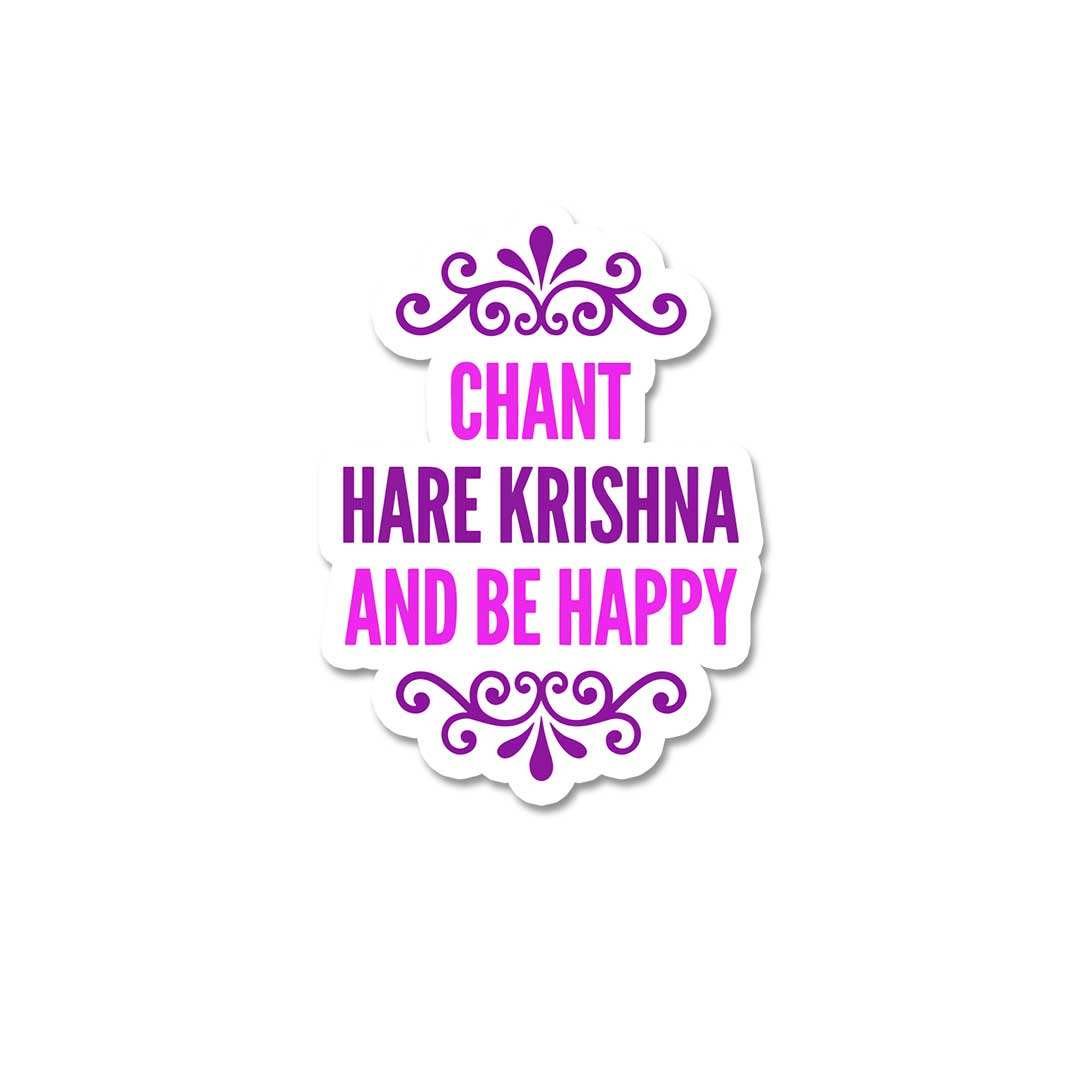 Chant Krishna And Be Happy Sticker waterproof vinyl decal for laptop, bike, car & bottle