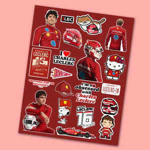 Charles Leclerc Sticker Sheet waterproof vinyl decal for laptop, bike, car & bottle