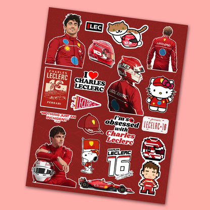 Charles Leclerc Sticker Sheet waterproof vinyl decal for laptop, bike, car & bottle