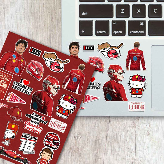 Charles Leclerc Sticker Sheet waterproof vinyl decal for laptop, bike, car & bottle