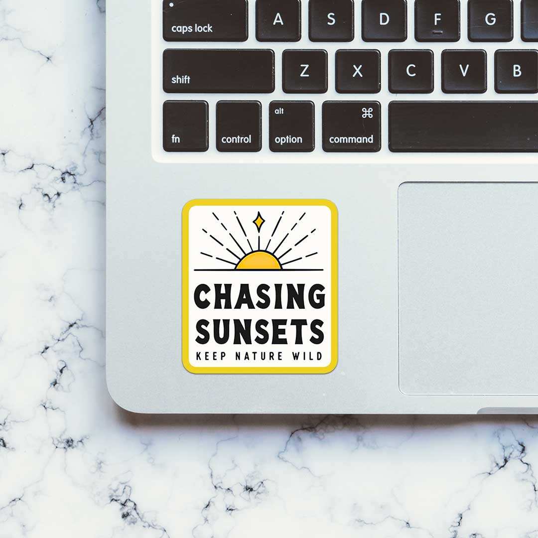 Chasing Sunset Sticker waterproof vinyl decal for laptop, bike, car & bottle
