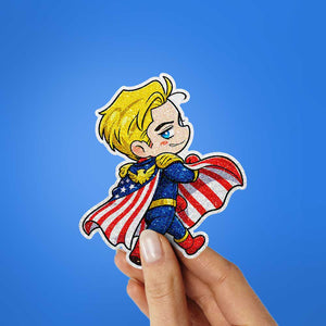 Chibi Star Hero Glitter Sticker - Glitter Stickers | STICK IT UP