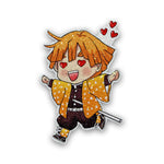Chibi Zenitsu Glitter Sticker waterproof vinyl decal for laptop, bike, car & bottle