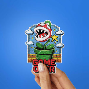 Chomping Plant Game Over Glitter Sticker - Glitter Stickers | STICK IT UP