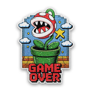 Chomping Plant Game Over Glitter Sticker - Glitter Stickers | STICK IT UP