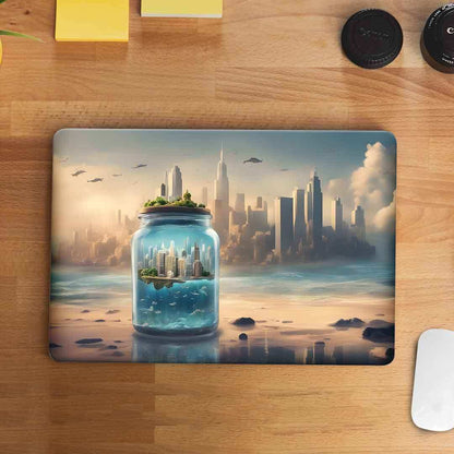City in Jar Laptop skin waterproof vinyl decal for laptop, bike, car & bottle