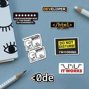 Coder Sticker Packs [50 sticker] waterproof vinyl decal for laptop, bike, car & bottle