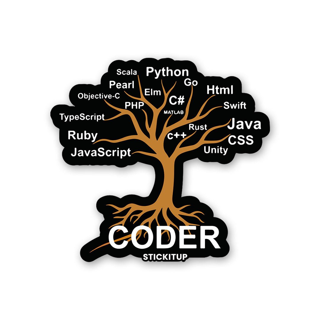 Coder Tree Sticker waterproof vinyl decal for laptop, bike, car & bottle