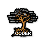 Coder Tree Sticker waterproof vinyl decal for laptop, bike, car & bottle
