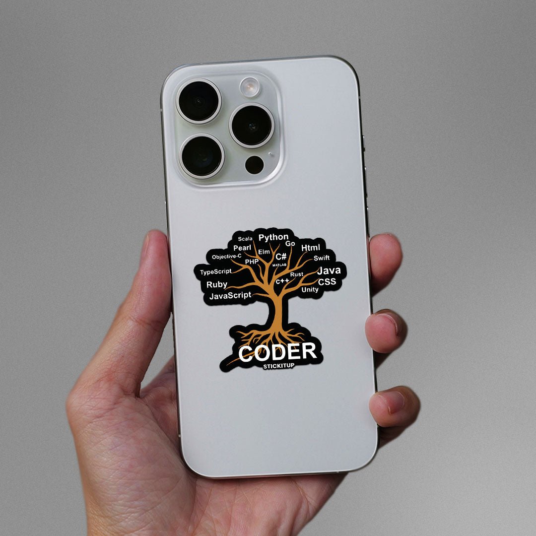 Coder Tree Sticker waterproof vinyl decal for laptop, bike, car & bottle