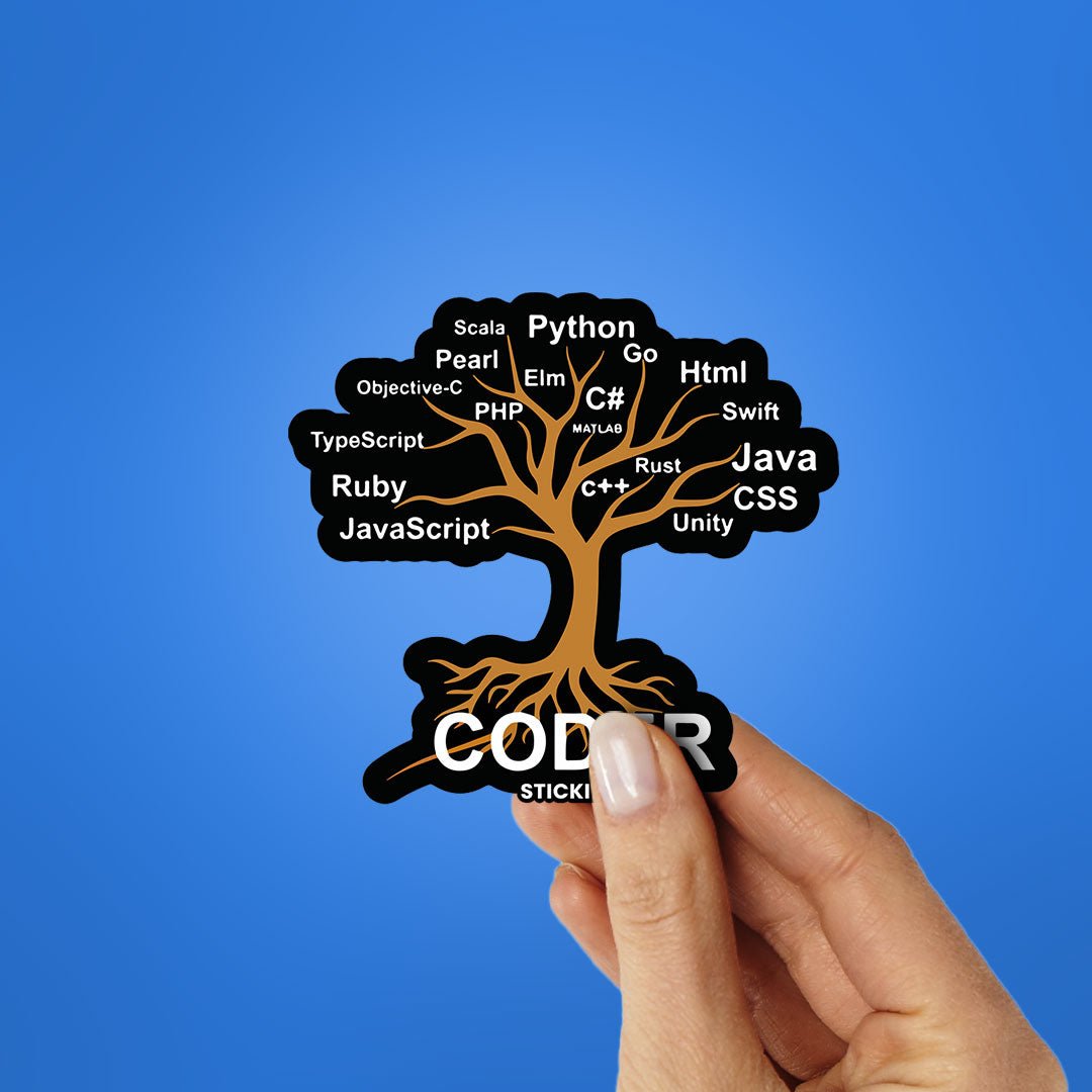 Coder Tree Sticker waterproof vinyl decal for laptop, bike, car & bottle