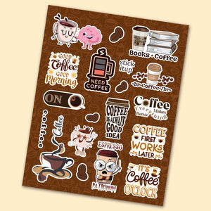 Coffee Mini Sticker Sheet waterproof vinyl decal for laptop, bike, car & bottle