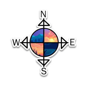 Compass Rose Bumper Sticker waterproof vinyl decal for laptop, bike, car & bottle