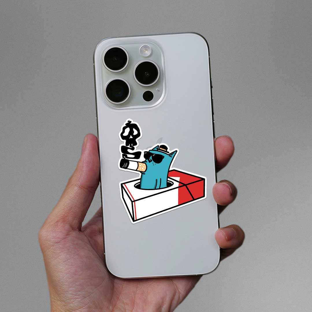 Cool Cat Smokes Sticker waterproof vinyl decal for laptop, bike, car & bottle