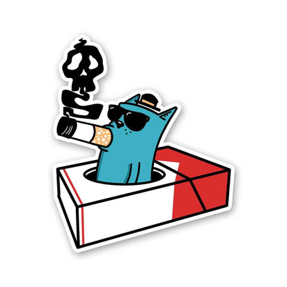 Cool Cat Smokes Sticker waterproof vinyl decal for laptop, bike, car & bottle