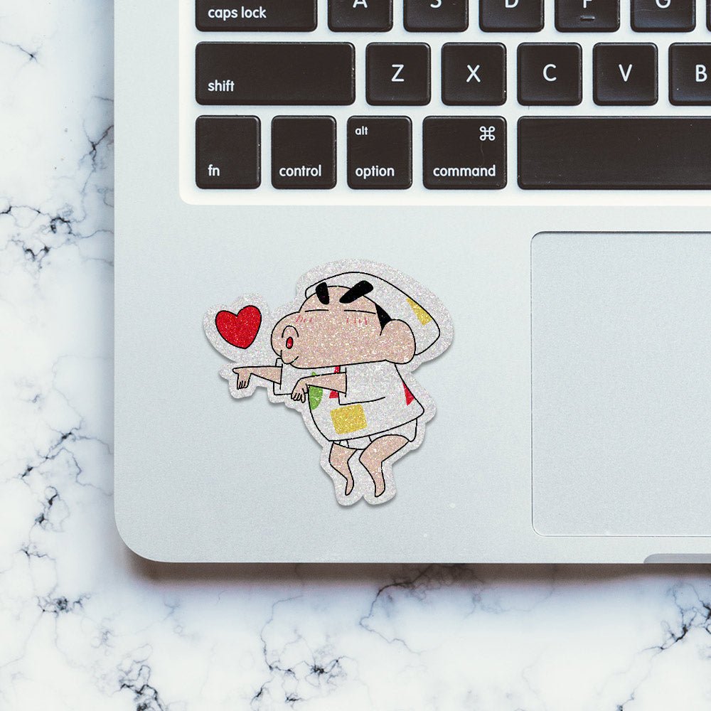 Crayon - Shin Glitter Sticker waterproof vinyl decal for laptop, bike, car & bottle