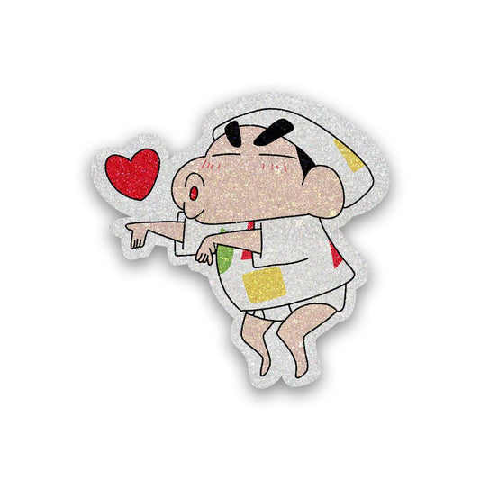 Crayon - Shin Glitter Sticker waterproof vinyl decal for laptop, bike, car & bottle