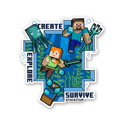 CREATE EXPLORE SURVIVE 0.1 Sticker waterproof vinyl decal for laptop, bike, car & bottle