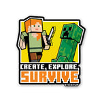 CREATE EXPLORE SURVIVE Sticker waterproof vinyl decal for laptop, bike, car & bottle