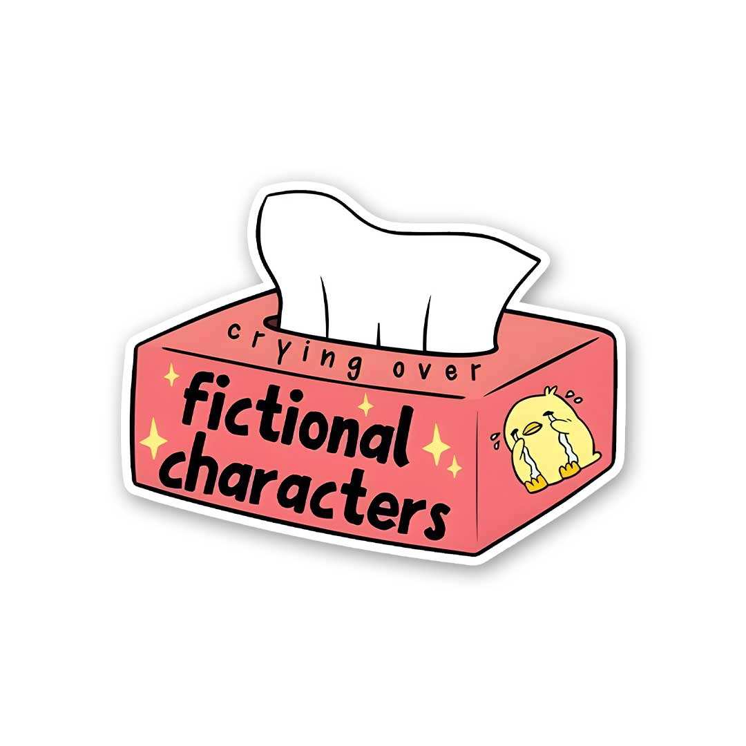 Crying Over Fictional Characters Sticker waterproof vinyl decal for laptop, bike, car & bottle