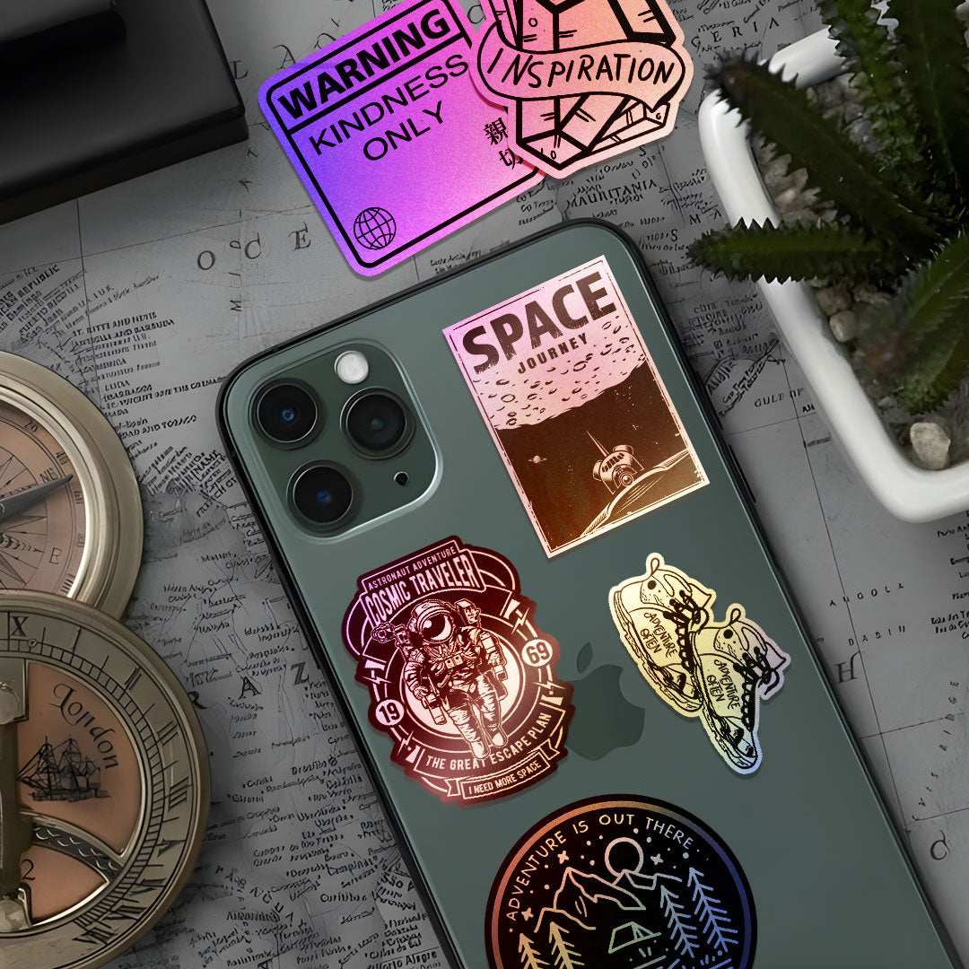 Custom Holographic Sticker waterproof vinyl decal for laptop, bike, car & bottle