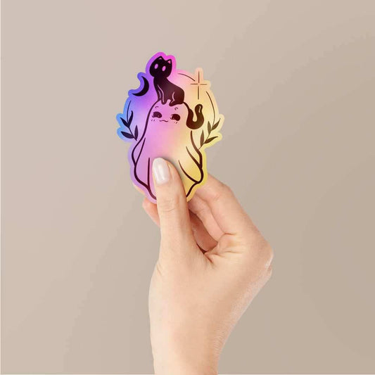 Cute Cat and Gost Holographic Stickers - STICK IT UP