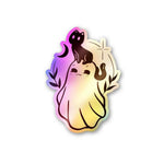 Cute Cat and Gost Holographic Stickers waterproof vinyl decal for laptop, bike, car & bottle