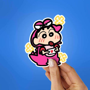 Cute Dino chan Sticker waterproof vinyl decal for laptop, bike, car & bottle