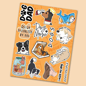 Cute Dog Mini Sticker Sheet waterproof vinyl decal for laptop, bike, car & bottle