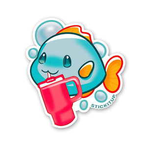 Cute Fish Sticker waterproof vinyl decal for laptop, bike, car & bottle