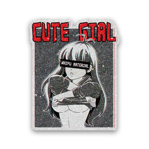 Cute Girl 0.4 Glitter Sticker waterproof vinyl decal for laptop, bike, car & bottle