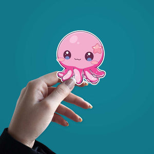 Cute Octopus Sticker waterproof vinyl decal for laptop, bike, car & bottle