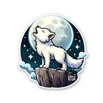 Cute White Wolf Sticker waterproof vinyl decal for laptop, bike, car & bottle
