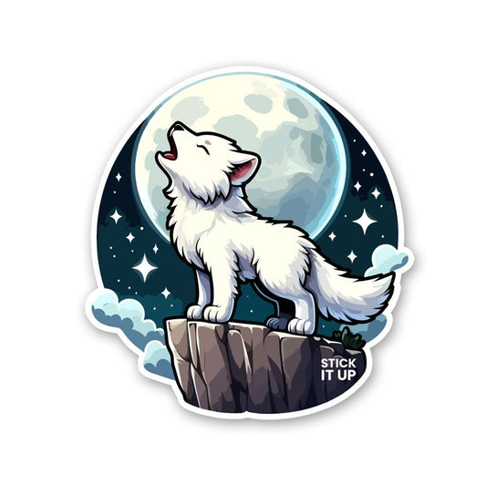 Cute White Wolf Sticker - STICK IT UP