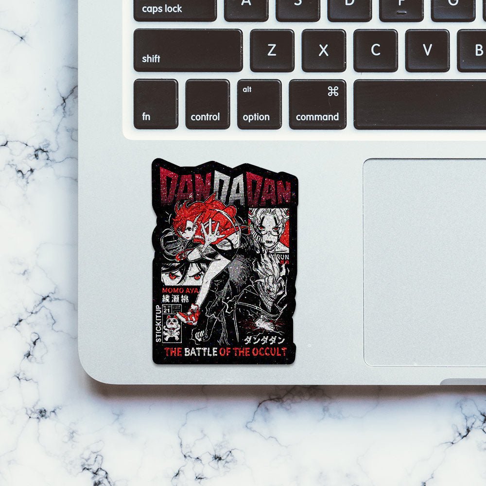 Dandadan The Battler Glitter Sticker waterproof vinyl decal for laptop, bike, car & bottle