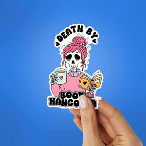Death By Book Hangover Sticker waterproof vinyl decal for laptop, bike, car & bottle