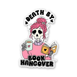 Death By Book Hangover Sticker waterproof vinyl decal for laptop, bike, car & bottle