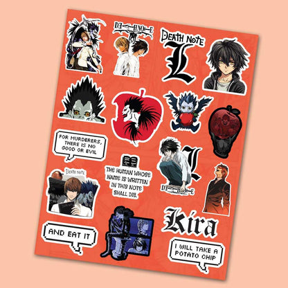 Deathnote Mini Sticker Sheet waterproof vinyl decal for laptop, bike, car & bottle