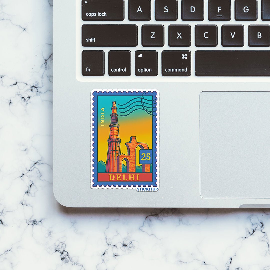DELHI STAMP Sticker waterproof vinyl decal for laptop, bike, car & bottle