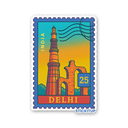 DELHI STAMP Sticker waterproof vinyl decal for laptop, bike, car & bottle