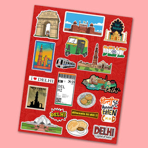 Delhi Sticker Sheet waterproof vinyl decal for laptop, bike, car & bottle