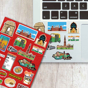 Delhi Sticker Sheet waterproof vinyl decal for laptop, bike, car & bottle