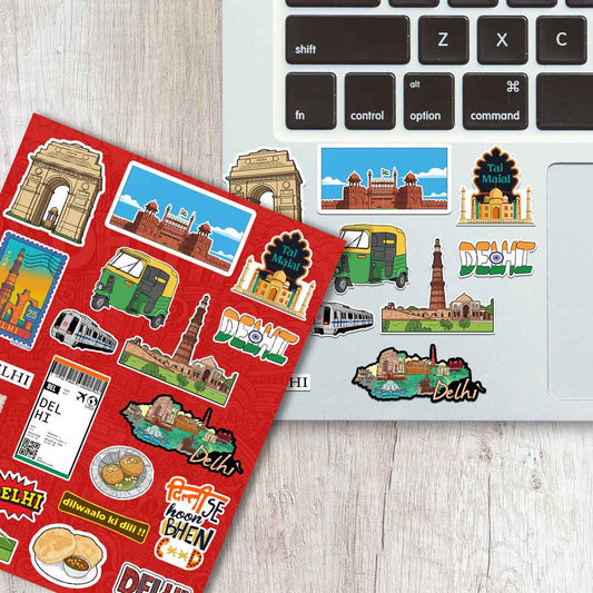 Delhi Sticker Sheet waterproof vinyl decal for laptop, bike, car & bottle