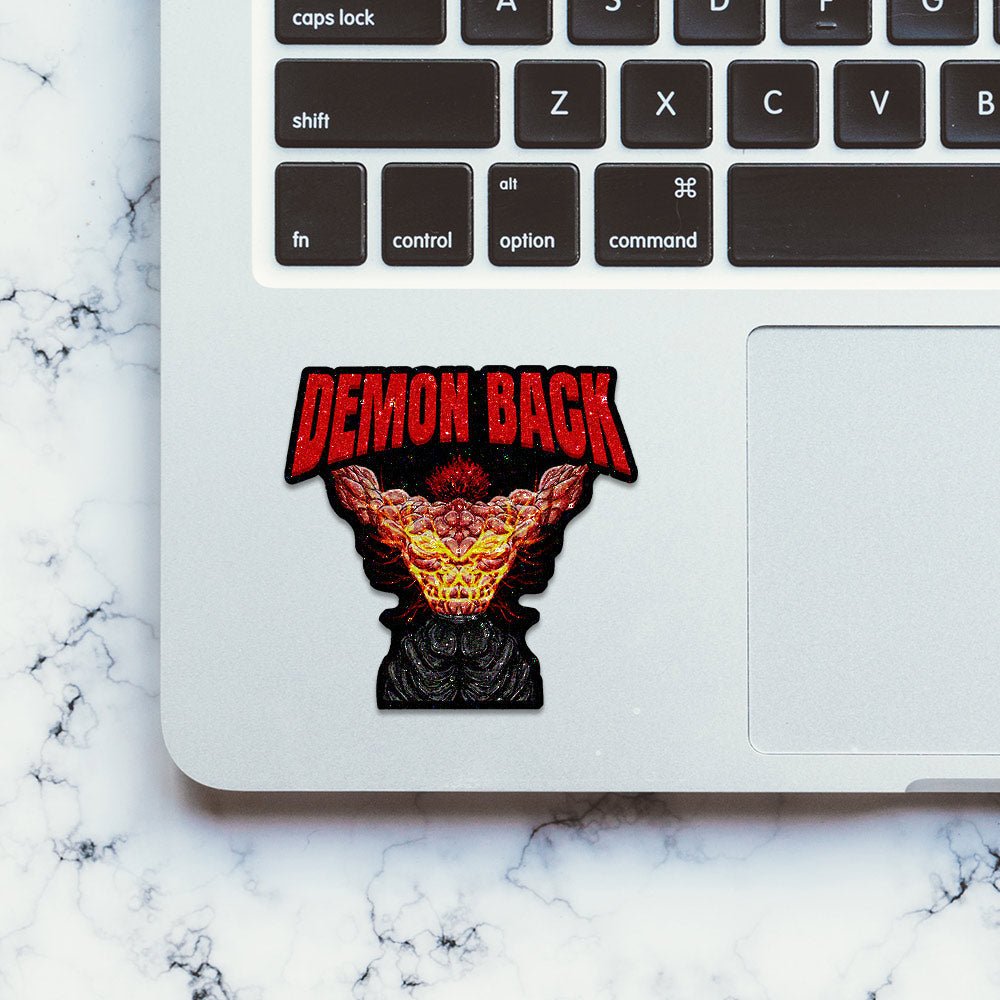 Demon Back 2.1 Glitter Sticker waterproof vinyl decal for laptop, bike, car & bottle